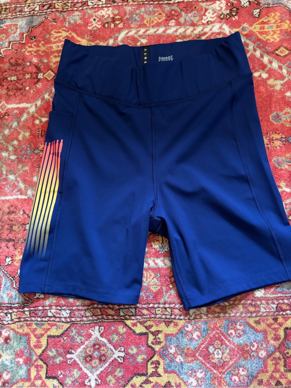 Savage X Fenty Navy High-Rise Active Shorts